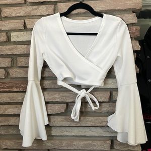 Front tie, cropped long sleeve.